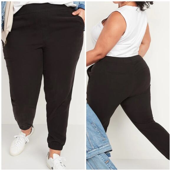 Old Navy High-Waisted Twill Jogger Pants Black Jack 4X - Picture 1 of 10